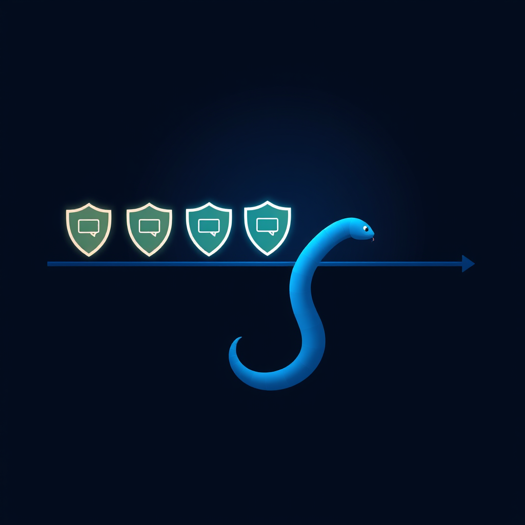 Failing shields as a persistent worm rises along a timeline