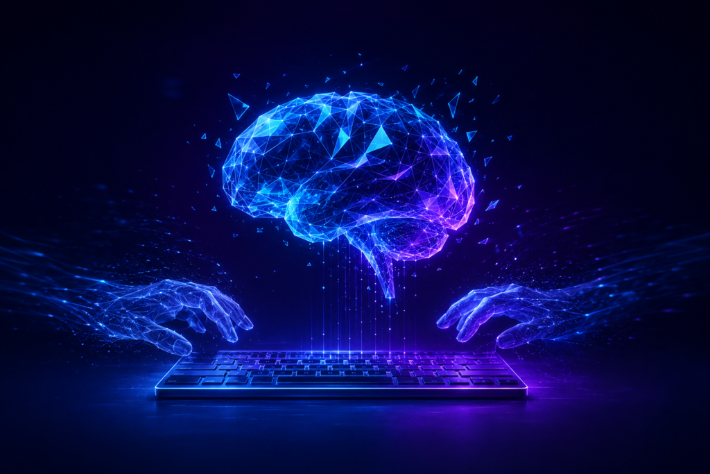Autonomous AI agents futuristic digital brain concept