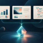 Illustration connecting a report, presentation and code task to an AI workflow.